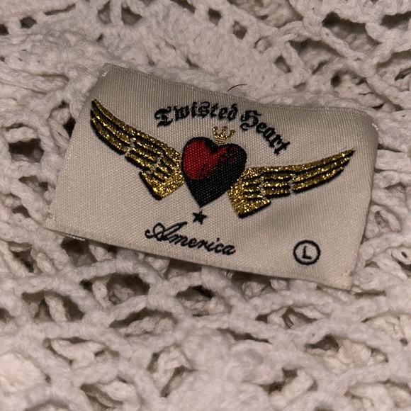 Barbie crochet cover up dress Y2K 90’s jumper twisted heart tank sexy sweater L - Picture 4 of 4